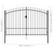 Fence Gate Double Door with Spike Top Steel 3x1.75 m Black