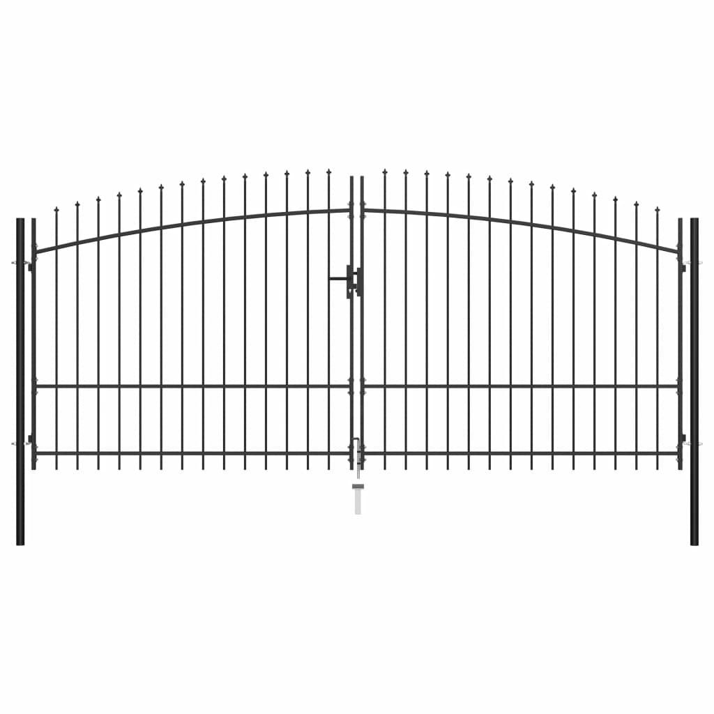 Double Door Fence Gate with Spear Top 400x225 cm