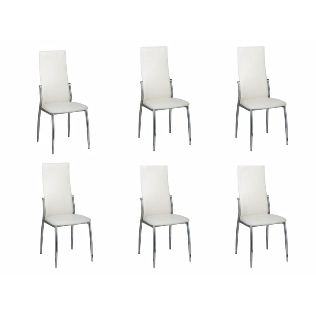 Dining Chairs 6 pcs White Faux Leather