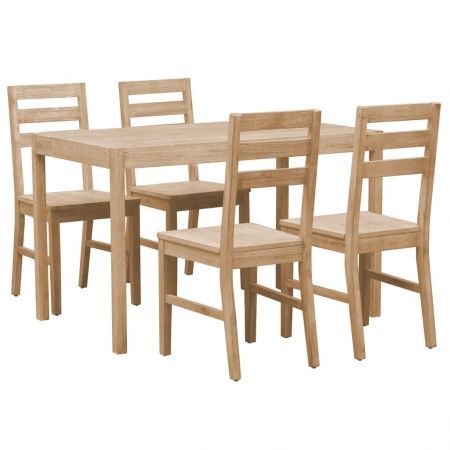 5 Piece Dining Set Solid Acacia Wood