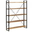 5-Tier Bookcase Solid Mango Wood and Steel 140x30x180 cm