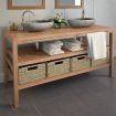 Bathroom Vanity Cabinet Solid Teak with Riverstone Sinks