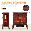 22 Inch 1800W Freestanding Electric Fireplace Stove Realistic LED Flame Effect Thermostat