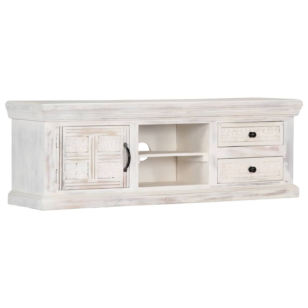 TV Cabinet White 120x30x40 cm Solid Mango Wood