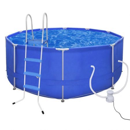 Swimming Pool Round 367 cm with Ladder & Filter Pump 1135 L / h