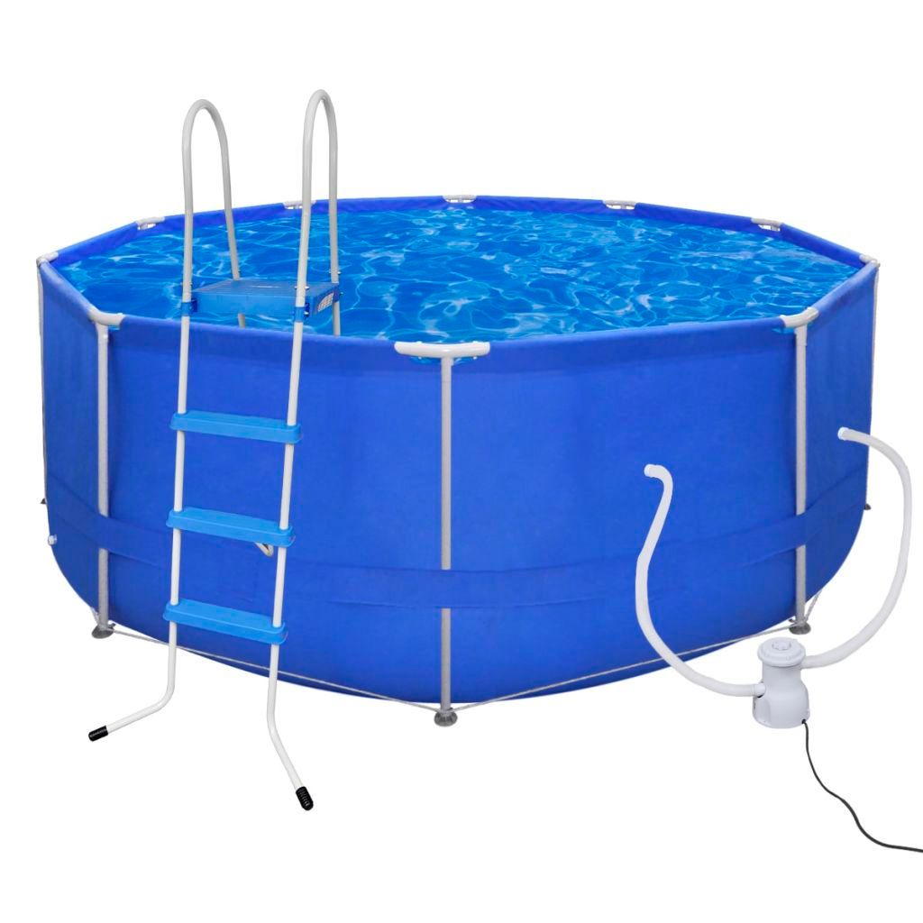 Swimming Pool Round 367 cm with Ladder & Filter Pump 1135 L / h