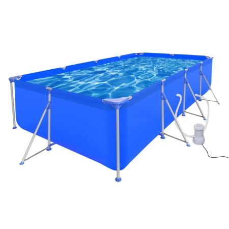 Swimming Pool with Pump Steel 394 x 207 x 80 cm