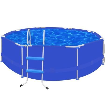 Swimming Pool Steel Frame Round 300 x 76 cm with Ladder