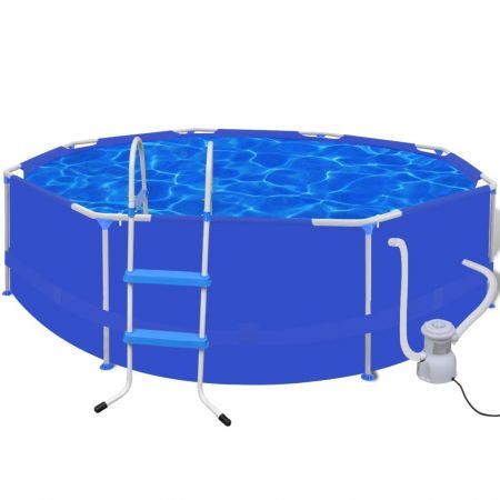 Swimming Pool Round 300 cm with Ladder & Filter Pump 300 gal / h