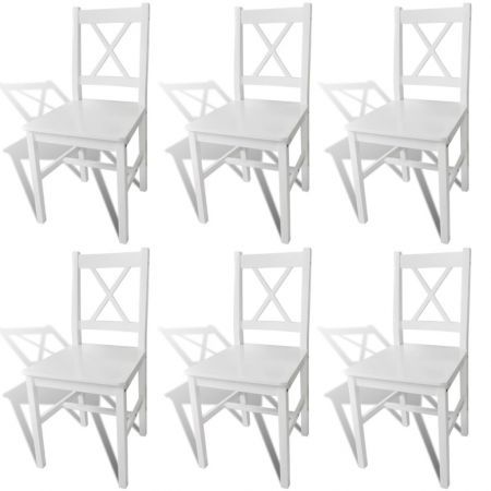 Dining Chairs 6 pcs White Pinewood