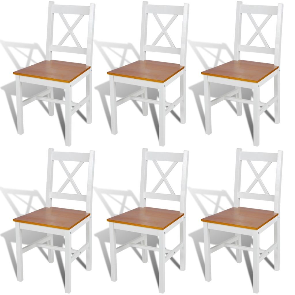 Dining Chairs 6 pcs White Pinewood