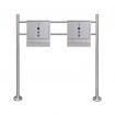 Double Mailbox on Stand Stainless Steel