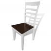 Brown White Solid Wood Dining Table Set with 4 Chairs