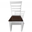 Brown White Solid Wood Dining Table Set with 4 Chairs