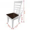 Brown White Solid Wood Dining Table Set with 4 Chairs