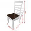 Brown White Solid Wood Extending Dining Table Set with 6 Chairs