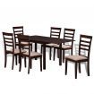 Brown Cream Solid Wood Extending Dining Table Set with 6 Chairs