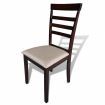 Brown Cream Solid Wood Extending Dining Table Set with 6 Chairs