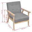 Sofa Set 2 Pieces Fabric Light Grey
