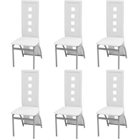 Dining Chairs 6 pcs White Faux Leather