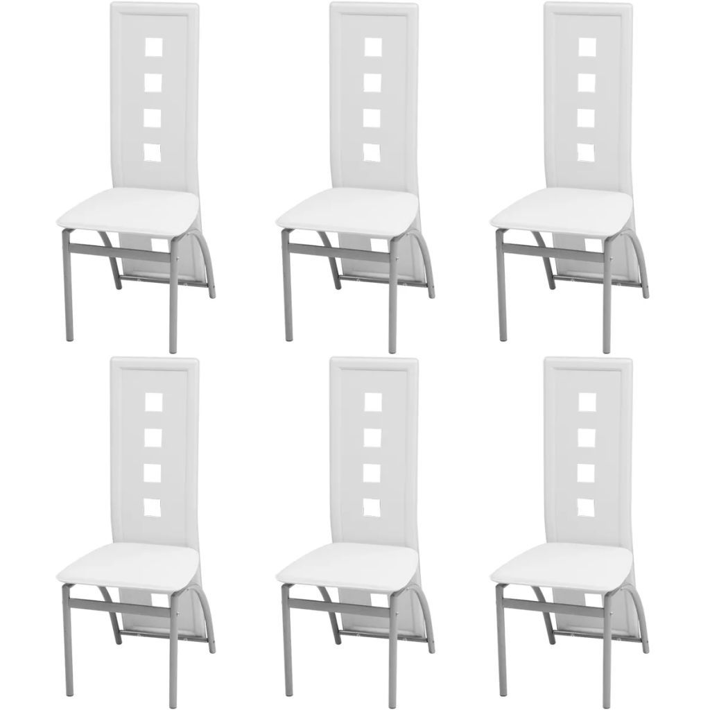 Dining Chairs 6 pcs White Faux Leather