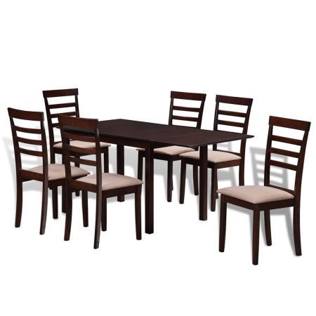 Extending Dining Set 7 Pieces Brown