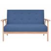 Sofa Set 2 Pieces Fabric Blue