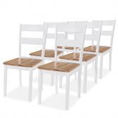 Dining Chairs 6 pcs White Solid Rubber Wood