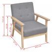 Sofa Set 2 Pieces Fabric Light Grey