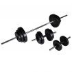 Wall-mounted Power Tower with Barbell and Dumbbell Set 30.5 kg