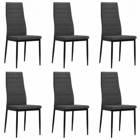 Dining Chairs 6 pcs Dark Grey Fabric