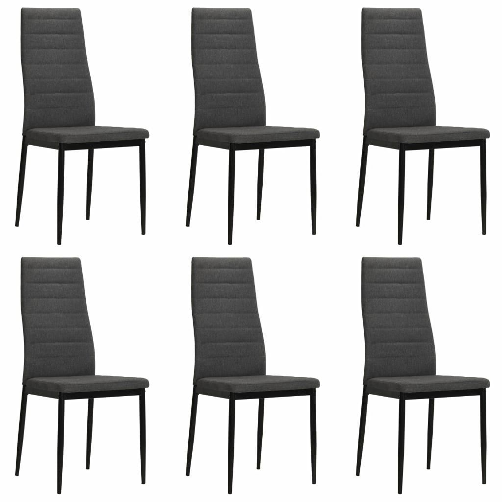 Dining Chairs 6 pcs Dark Grey Fabric