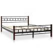 Bed with Memory Foam Mattress Black Metal 137x187 cm Double Size