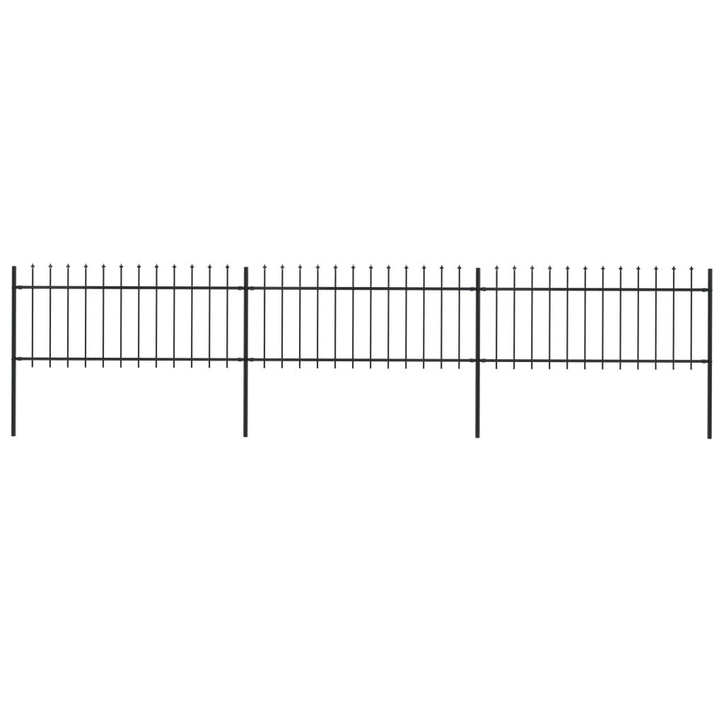 Garden Fence with Spear Top Steel 5.1 m Black