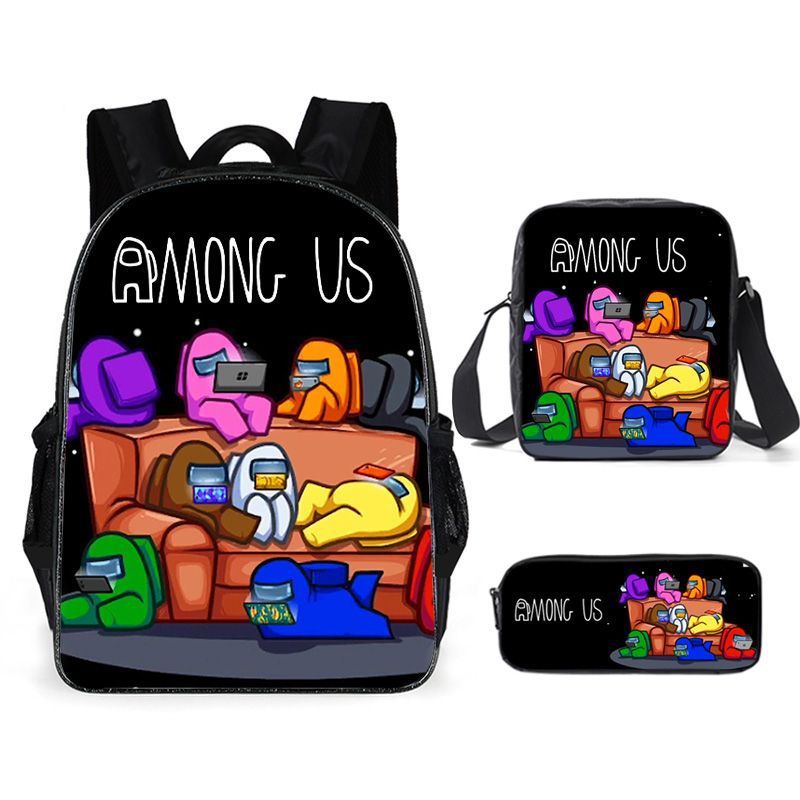 Among Us Game Crewmate Backpack Pencil Case Satchel for Kids Boys Teenager School Book Bag Set