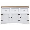 Sideboard Solid Mexican Pinewood Corona Range White 132x43x78 cm