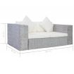 2-Seater Sofa with Cushions Grey Natural Rattan
