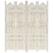 Hand carved 4-Panel Room Divider White 160x165 cm Solid Mango Wood