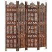 Hand carved 4-Panel Room Divider Brown 160x165 cm Solid Mango Wood