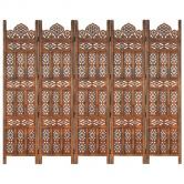 Hand carved 5-Panel Room Divider Brown 200x165 cm Solid Mango Wood