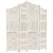 Hand carved 4-Panel Room Divider White 160x165 cm Solid Mango Wood