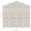 Hand carved 4-Panel Room Divider White 160x165 cm Solid Mango Wood