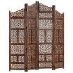 Hand carved 4-Panel Room Divider Brown 160x165 cm Solid Mango Wood