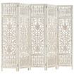 Hand carved 5-Panel Room Divider White 200x165 cm Solid Mango Wood