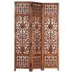 Hand Carved 3-Panel Room Divider Brown 120x165 cm Solid Mango Wood