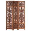 Hand Carved 3-Panel Room Divider Brown 120x165 cm Solid Mango Wood