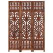 Hand Carved 3-Panel Room Divider Brown 120x165 cm Solid Mango Wood