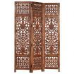 Hand Carved 3-Panel Room Divider Brown 120x165 cm Solid Mango Wood