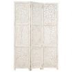 Hand carved 3-Panel Room Divider White 120x165 cm Solid Mango Wood