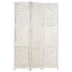 Hand carved 3-Panel Room Divider White 120x165 cm Solid Mango Wood